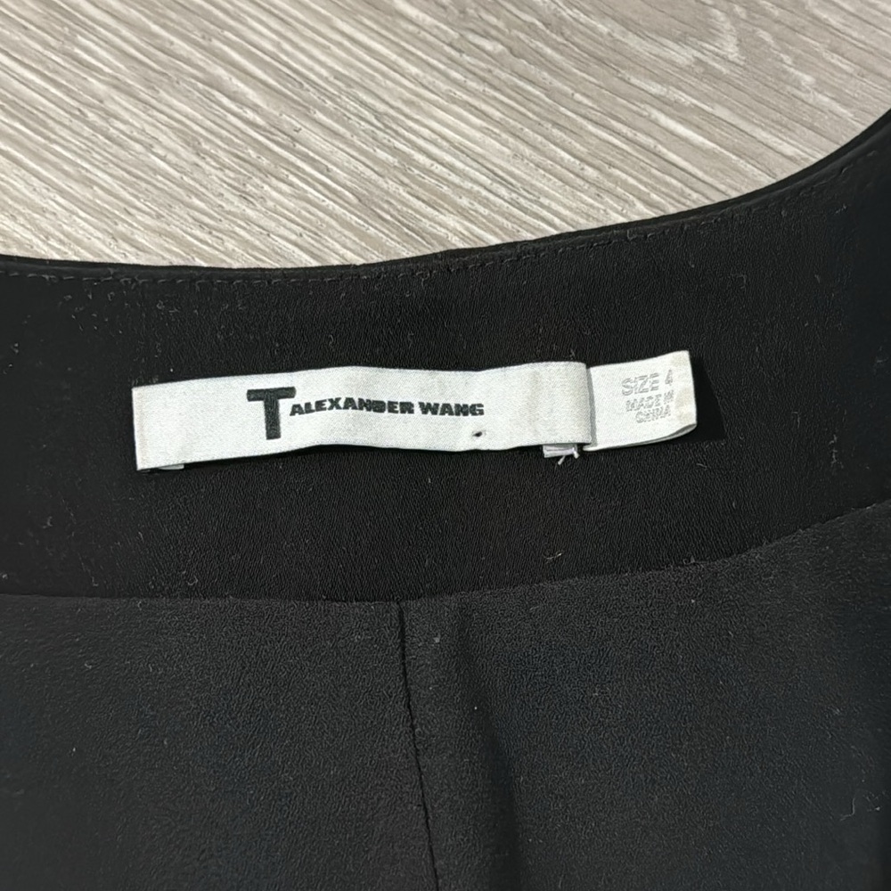 T By Alexander Wang V-Neck Short Sleeve Shift Mini Black Dress Women’s Size 4 - Picture 8 of 14